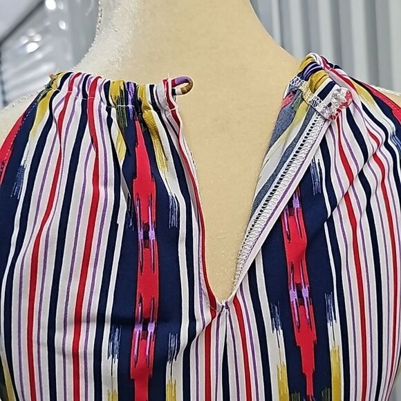 London Times Striped Vibrant Colorful Halter Dress, Size 6 - Picture 5 of 10